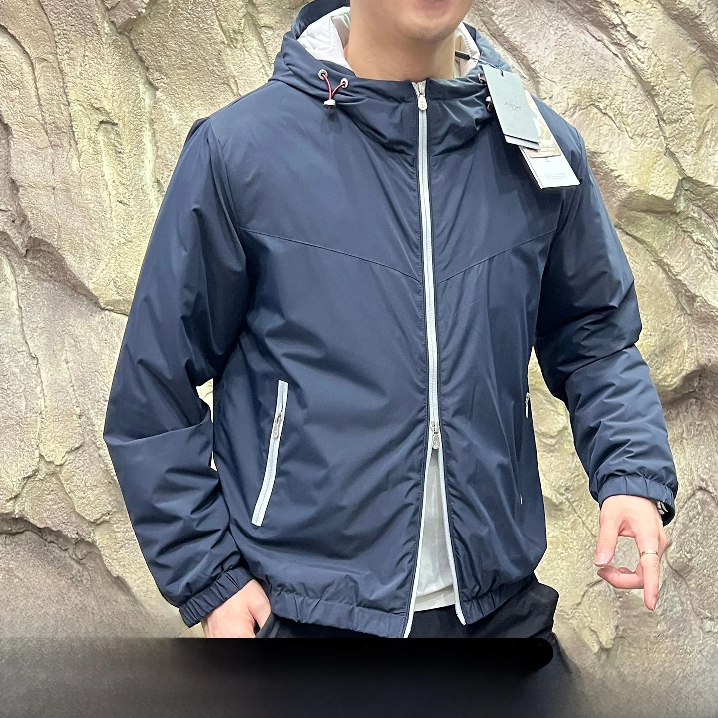 

Wool-Filled Hooded Cotton Jaet for Men Lightweight Warm Windproof Youth Faion Casual Long Sve Full-Length Po...