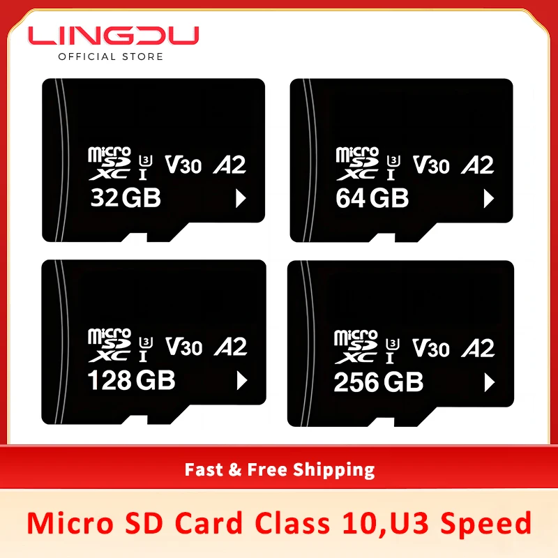 

Original Flash Micro SD Card 32GB 64GB 128GB 256GB High Speed Memory Card USH-3 TF Card For LINGDU Dash Cam Adapters Class 10