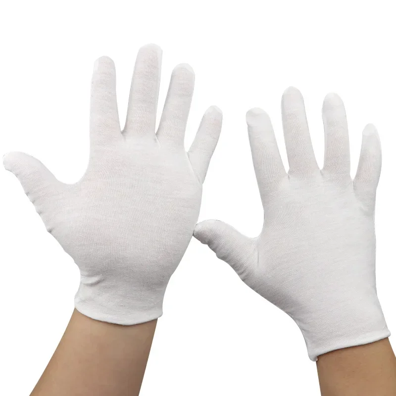 8PCS= 4Pairs White Cotton Gloves Soft Thin Coin Jewelry Inspection Work Nitrile Exam