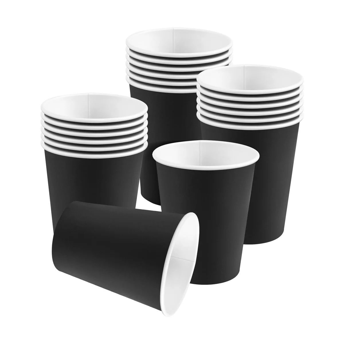 20 Paper Cups (9oz) - Plain Solid Colours Birthday Tableware Catering(black)