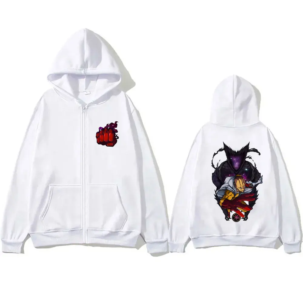 

Japanese Anime One Punch Man Saitama Graphic Zipper Hoodie Men Women Cartoon Manga Fashion Zip Up Hoodies Men's Casual Jacket