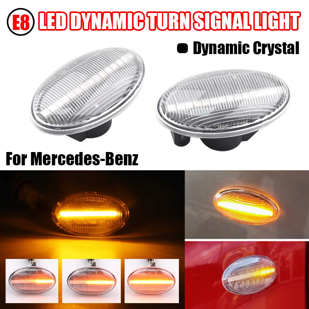 2x Dynamic LED Turn Signal Lights Side Marker Car Accessories for Mercedes-Benz Smart 450 & Benz W639 W168 W447