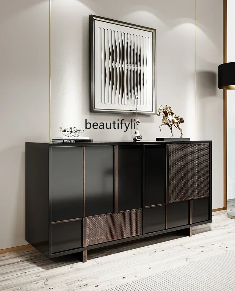 

TTT Italian light luxury porch cabinet walnut medium and ancient style entrance foyer partition cabinet designer dining side c