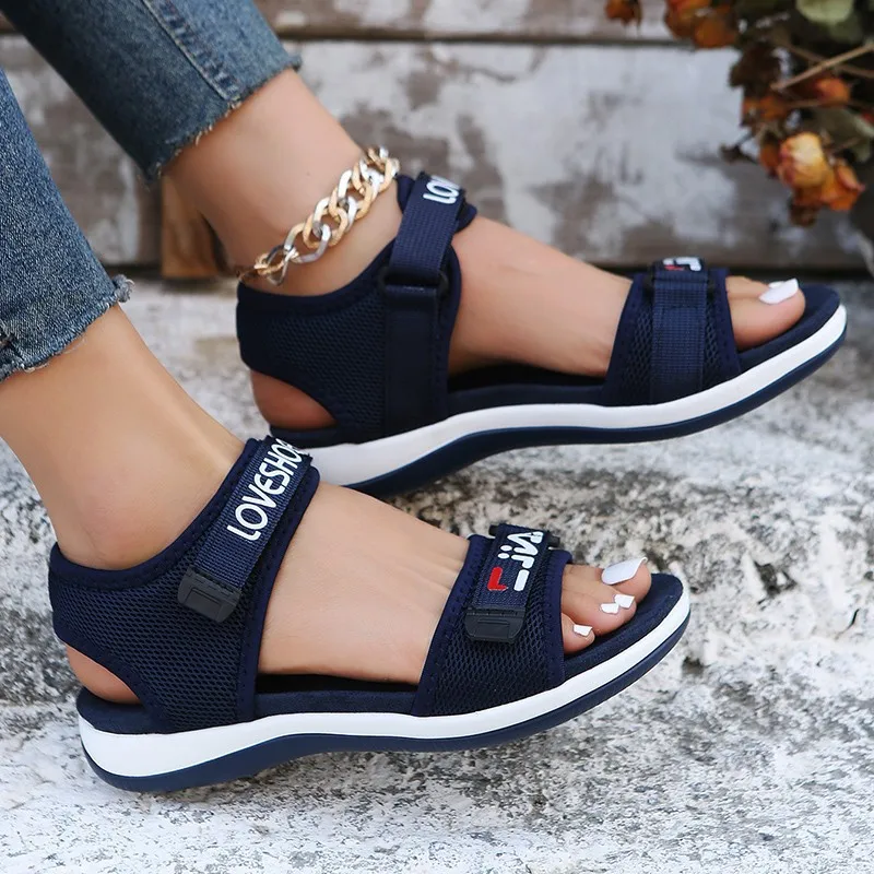 Flats Women Sport Sandals Summer Casual Shoes 2024 New Fashion Slippers Mesh Walking Running Beach Shoes Trend Femme Zapatos