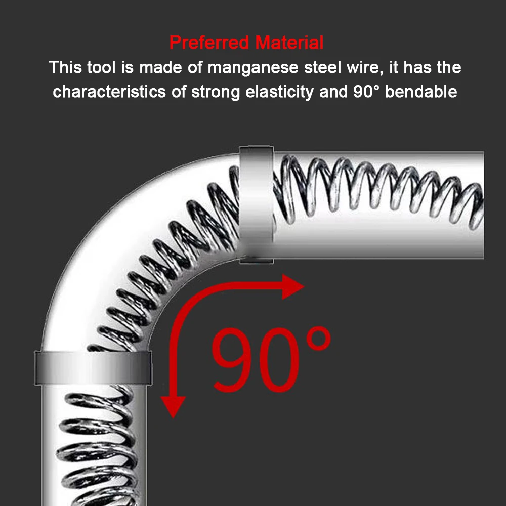 Multifunction Pipes Dredging Tool Spring Pipes Sewer Bathroom Kitchen Drain Pipes Unblocker Pipeline Clogged Removing Tool Work