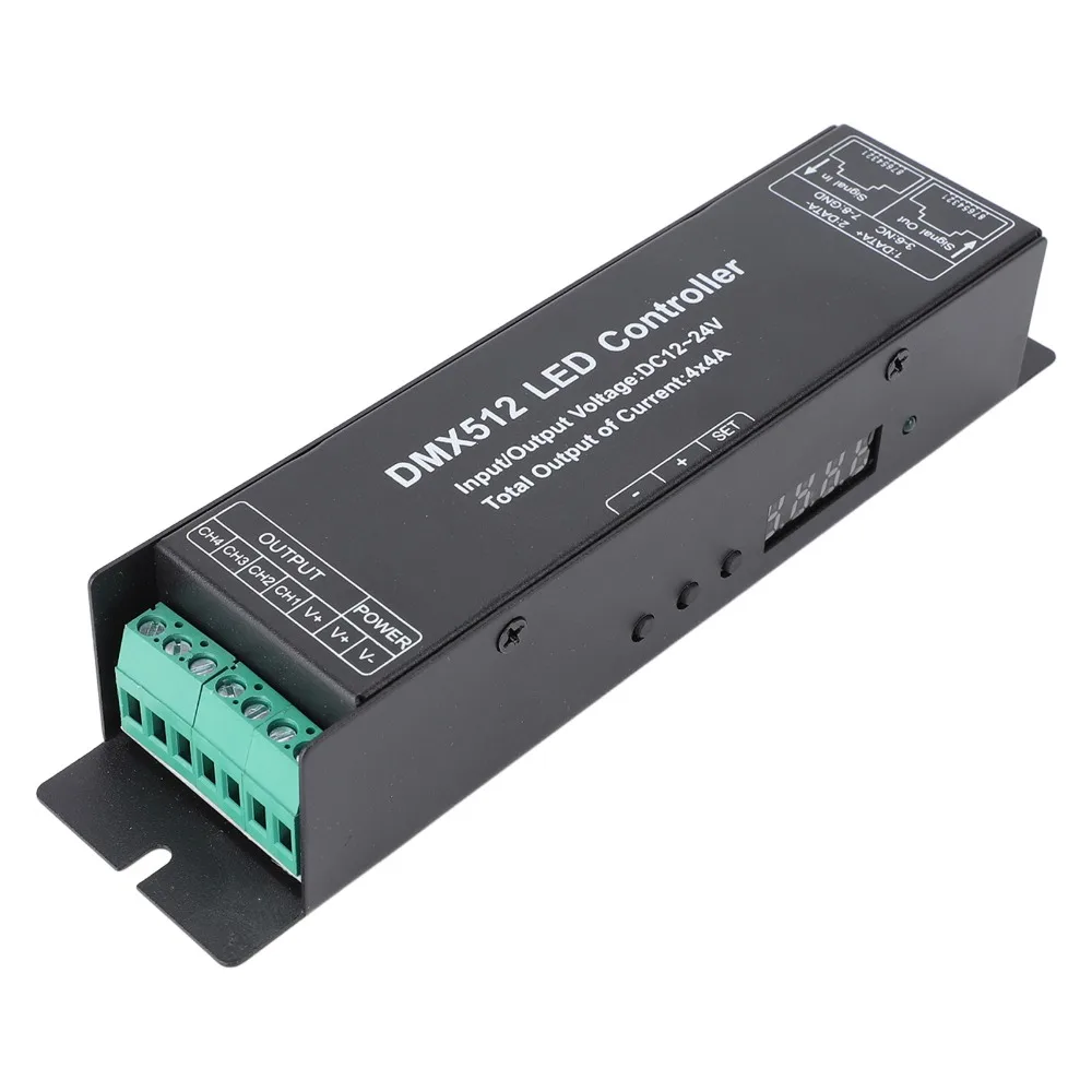 Easy 4 Channel DMX512 Decoder 12V-24V DC 16A LED Strip Controller RGBW LED Controller LED Strip Light