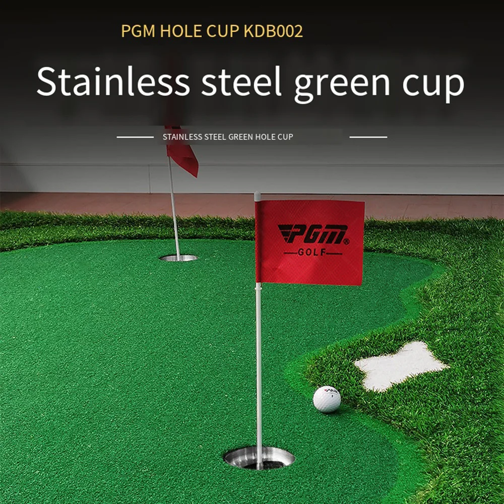 Golf Hole Cup Durable Golf Green Cups Stainless Steel with Flag Practical Turnover Prevent Golf Green Cups