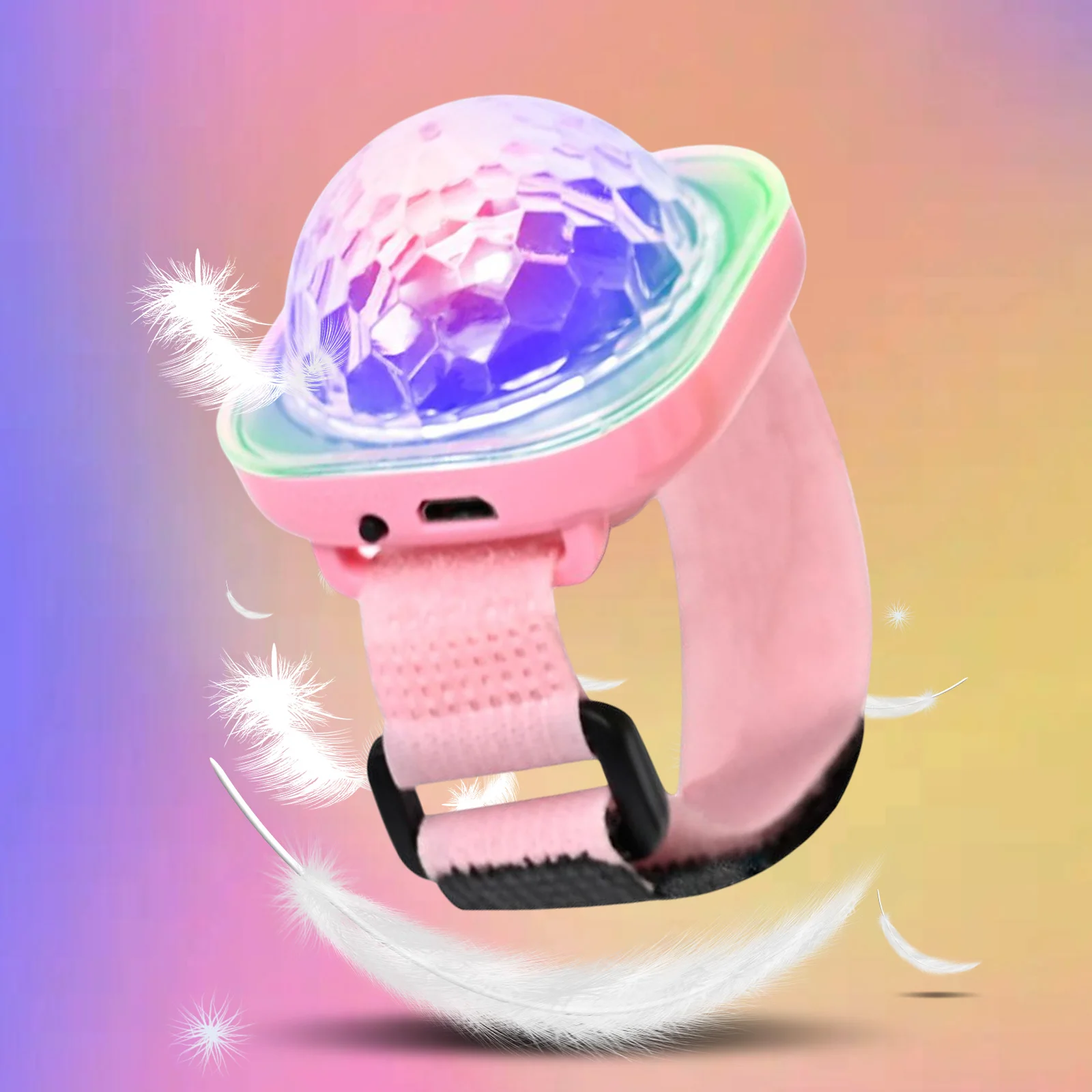 

USB Wristband Disco Ball Light Rechargeable Mini Wrist Strap Magic Ball Light Sound Control Atmosphere Lighting for Dance Party