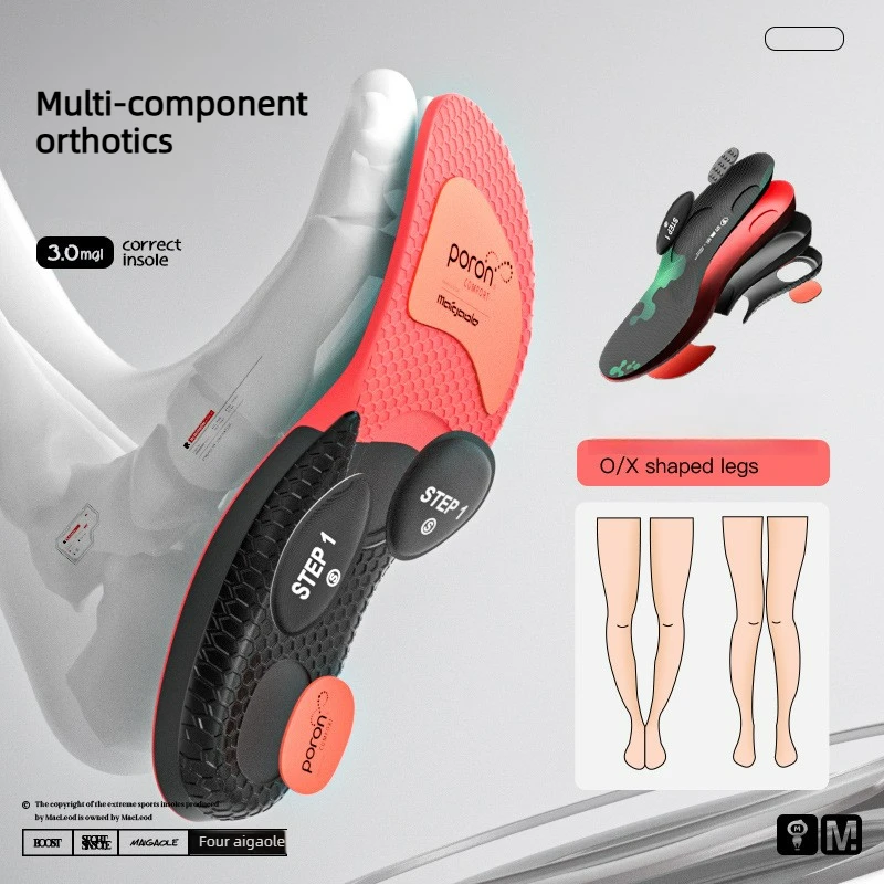 4 Replaceable Adjustable Arch Support Orthotic Insoles to Correct Transverse Arch Posture, Suitable for High, Low, and Flat Feet