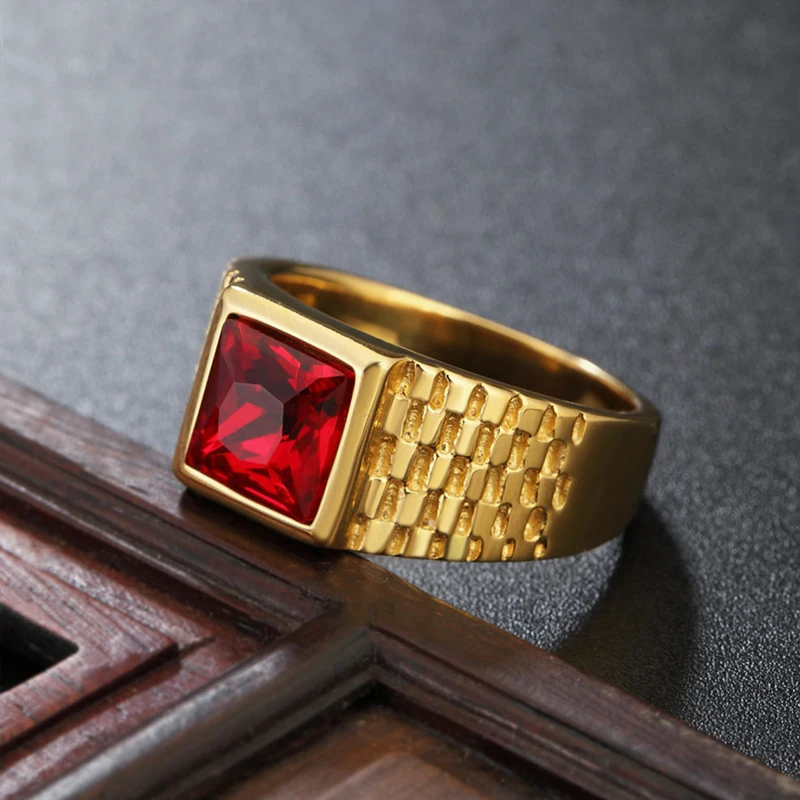 Multi Color Stone Rings for Men Women Hip Hop Punk High Quality Stainless Steel Ring Charm Party Jewelry Gift Dropshipping