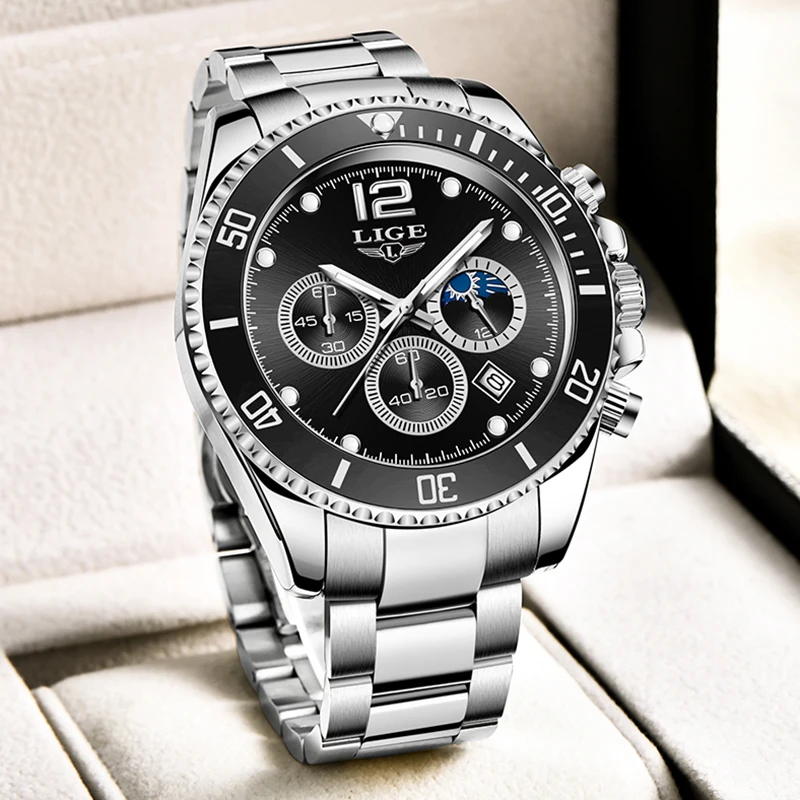 LIGE New Men\'s Quartz Wristwatches Fashion Military Sports Chronograph Top Brand Luxury Waterproof Watch Men Relogio Masculino