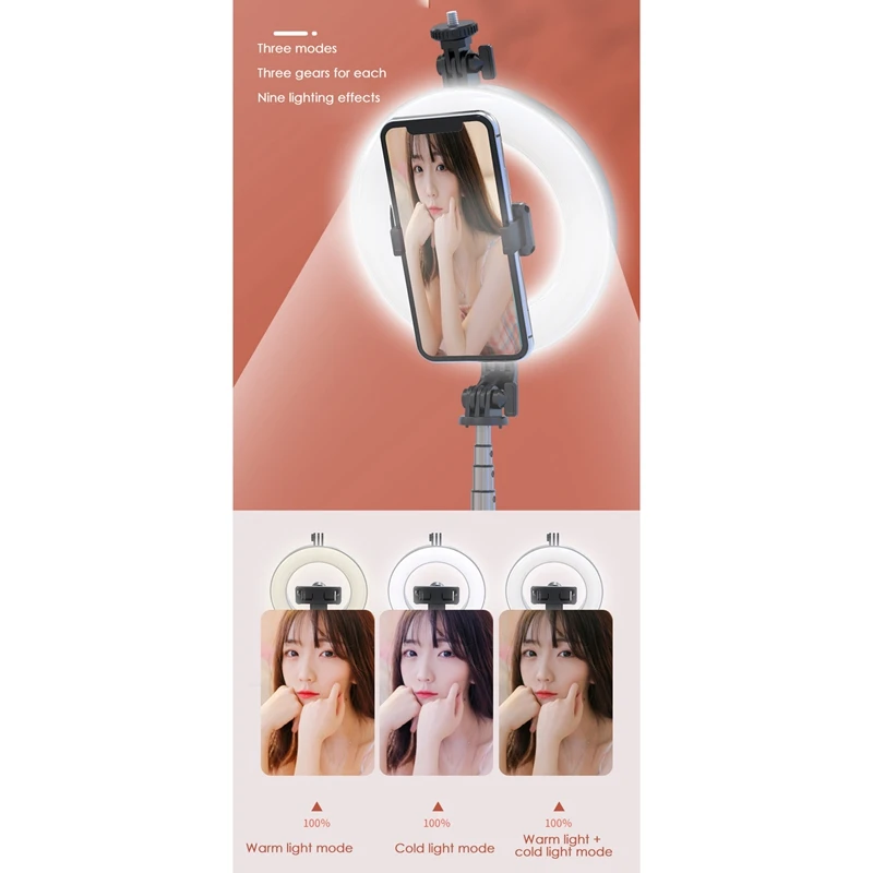取り外し可能なリモコン付きの拡張可能なライトリング,vlogおよびスマートフォン用の自撮り棒,6インチ
