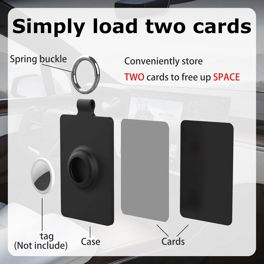 حافظة حامل البطاقات لهاتف Apple Airtag & Tesla Key Card غطاء حماية من السيليكون الناعم مع سلسلة مفاتيح لعلامة الهواء موديل 3 Y S X