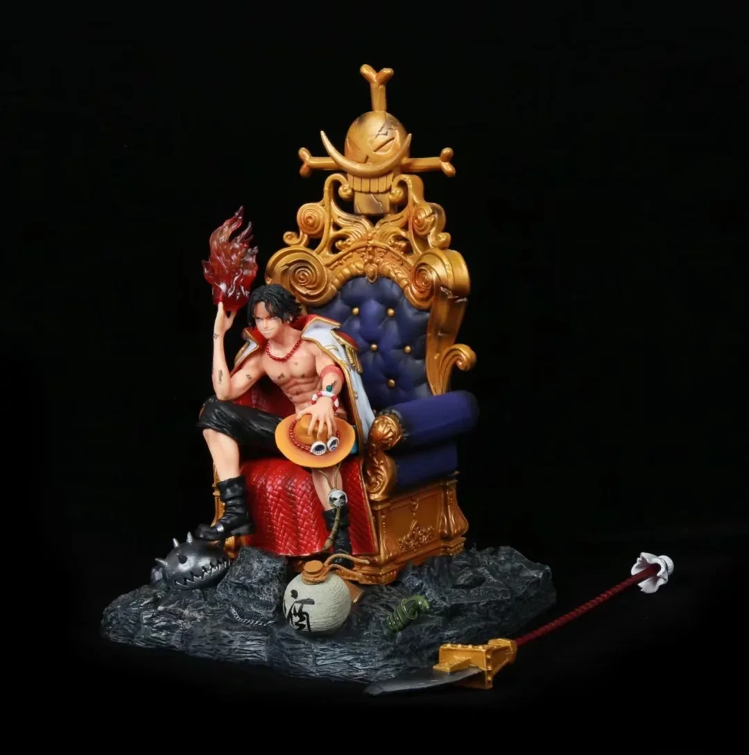 Anime One Piece Edward Newgate Ace mit Throne Battle Ver. GK PVC Action Figure Statue Sammlung Modell Kinder Spielzeug Puppe Geschenke