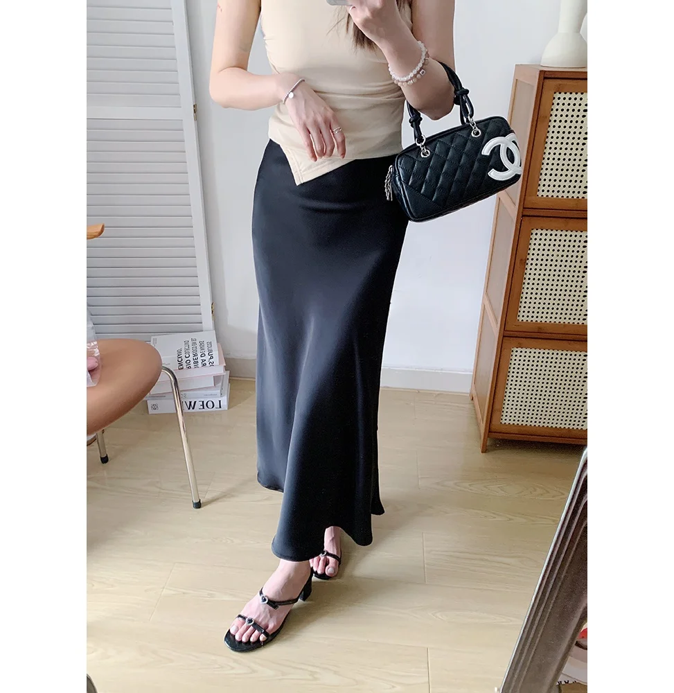 

Bla Satin ter Ne Dr Women's Summer Faion UVPU Material AJ Sle Ele And Sli Ladies' Skirt