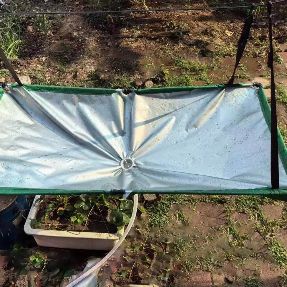 Rain Water Harvesting System with Hose and Buckle Fix 100x50 cm Polyester Catcher for Balcony Garden Water Storage