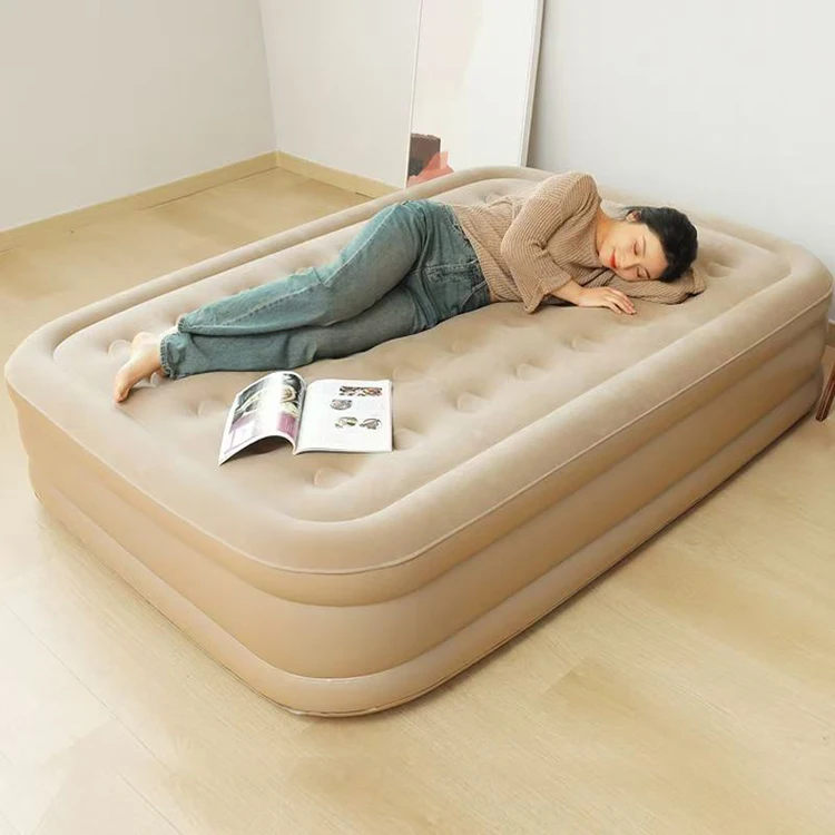 

Foldable Pvc Camping Inflatable Air Bed Futon Mattresses in the Tent Flocking High Airbed Bed With Built in Pump Air Mattress