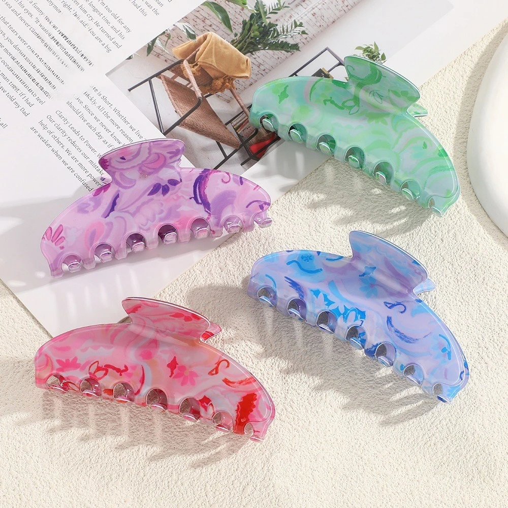 

НОВАЯ креативная серия цветных чернил, коготь для волос 10 см, большие акриловые заколки для волос, модные заколки в стиле ретро для женщин и девочек, аксессуары для волос