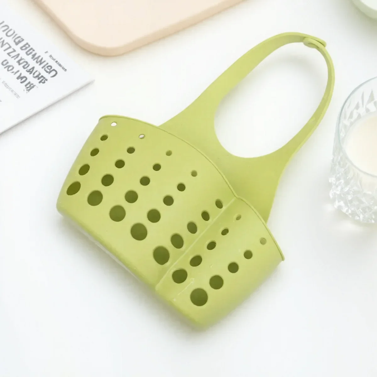 Hanging Basket Bathroom Accessory Sink Sponge Holder 2 Bags Holes Tap Hanging Strainer Organizer Storage Rack Adjustable no8