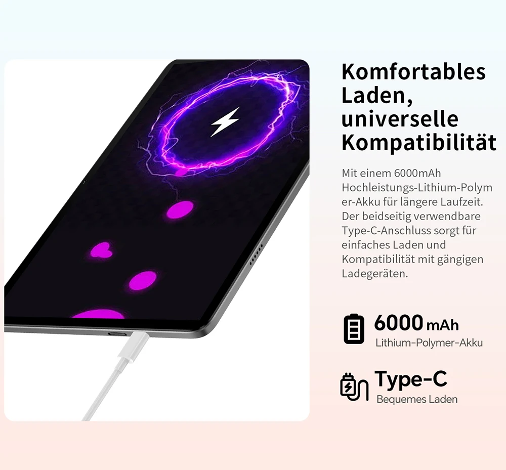 Teclast P30T 2026 10,1-Zoll-Tablet, mit Gemini AI, Android 16, bis zu 16 GB RAM (3 GB + 13 GB erweiterbar), 128 GB ROM, T7250 8-Kern-Prozessor, 6000-mAh-Akku, Type-C-Anschluss. – Detail 10