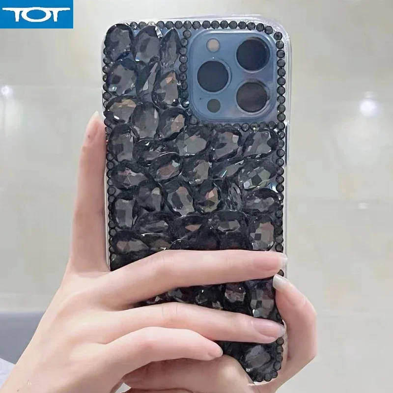 Luxo brilhante strass caso de telefone para iphone 11 12 13 15 16 pro max macio pára-choques protetor em 14 7 8 mais glitter diamante capa