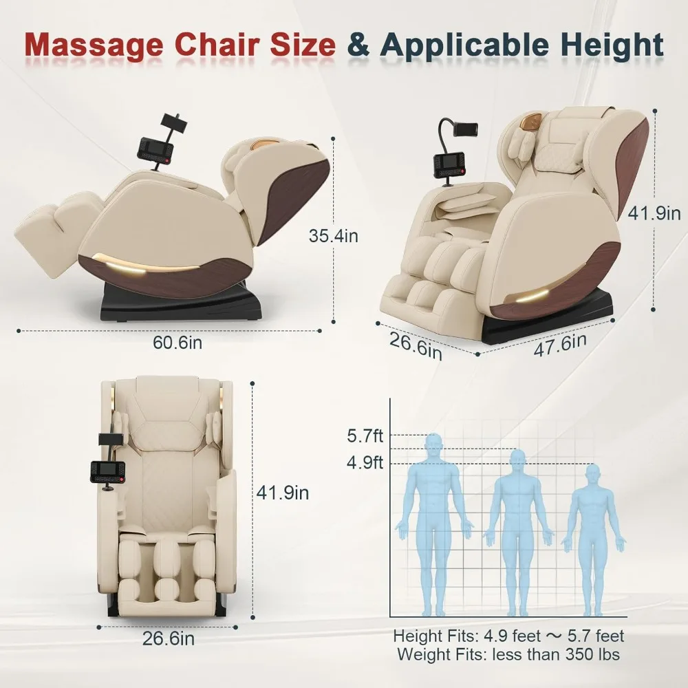 كرسي تدليك 2025، كراسي تدليك لكامل الجسم وكرسي مع نظام مسار SL، انعدام الجاذبية، العلاج الحراري، تدليك هوائي كامل & B #2
