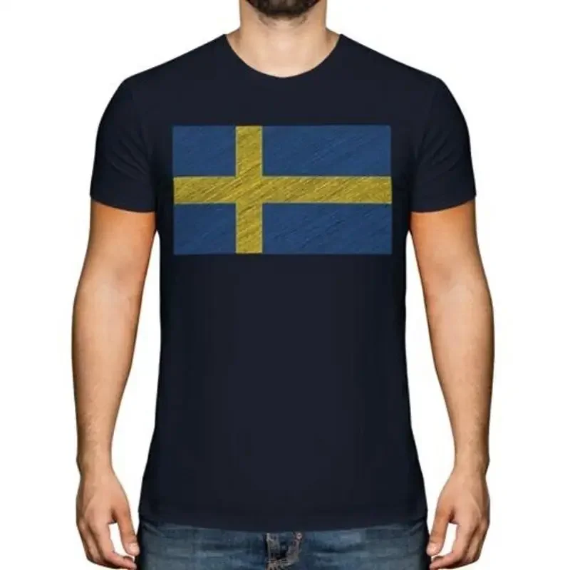 Sweden Scroll Men's Flag T-Shirt Gift Sverige Swedish