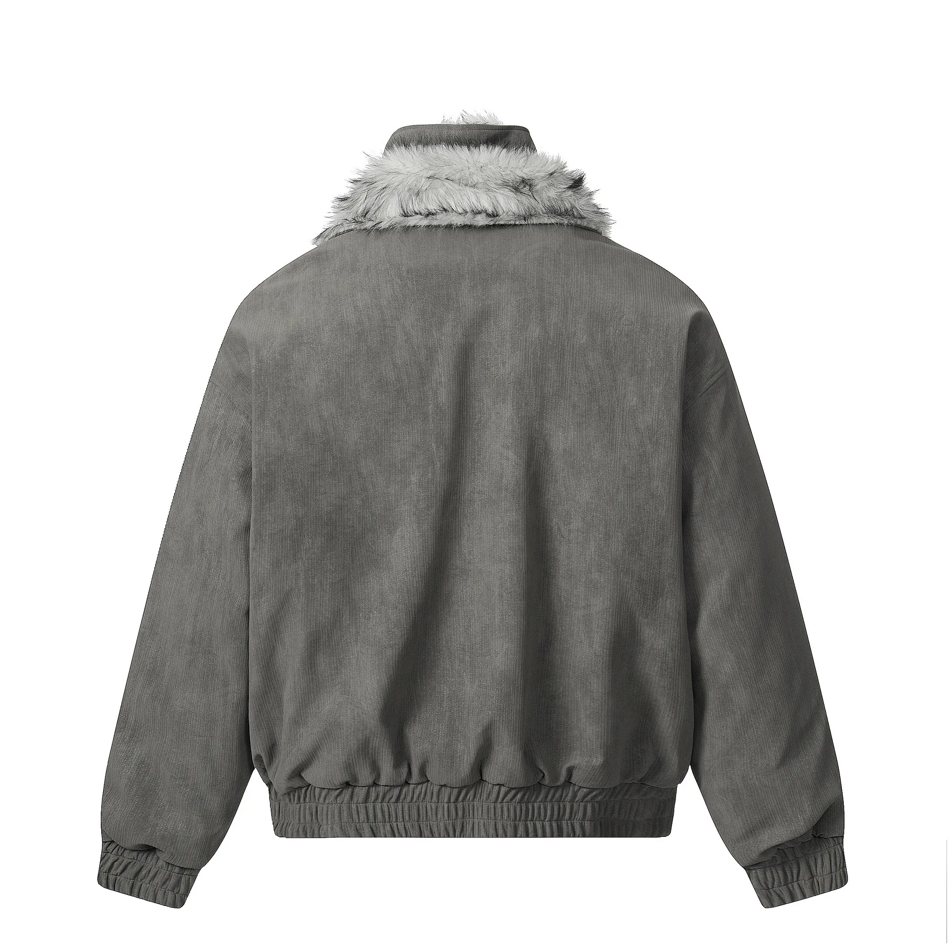 MWJLPWQ سترة رجالية من الصوف بياقة من الفرو سترة أمريكية عالية الشارع معطف قطني دافئ غير رسمي عصري 2025 شتاء جديد 21745 #2