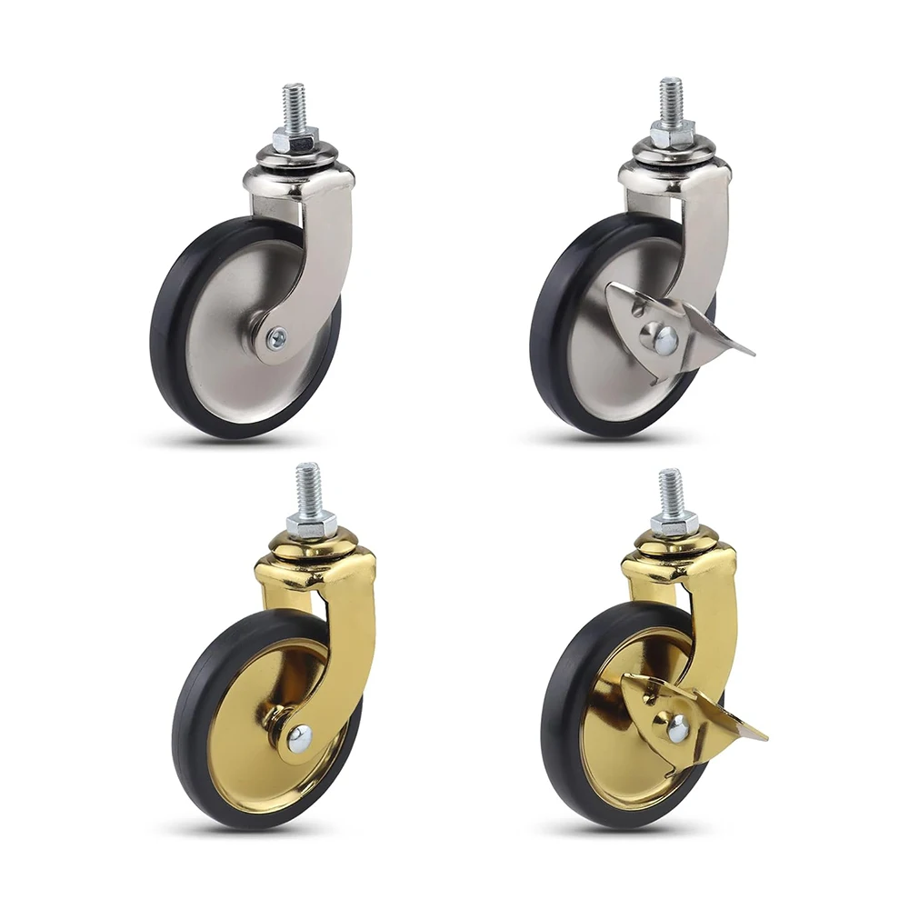 

3-Inch Swivel Stem Casters with Brake for Hotel Restaurant Trolley Casters with 8x15 Threaded,Lightweight Total Capacity 160lbs