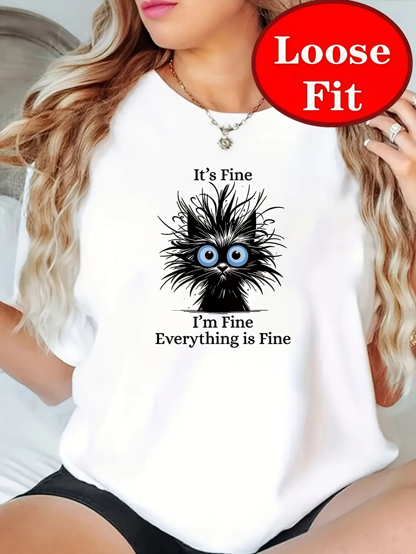 New Fashion Styles Are On The Market. The Popular Same-model Product Is A Fashionable Plus-size Women's Cute Pattern Printed T-shirt, A Comfortable And Elegant Casual Round-neck Short-sleeve Top.