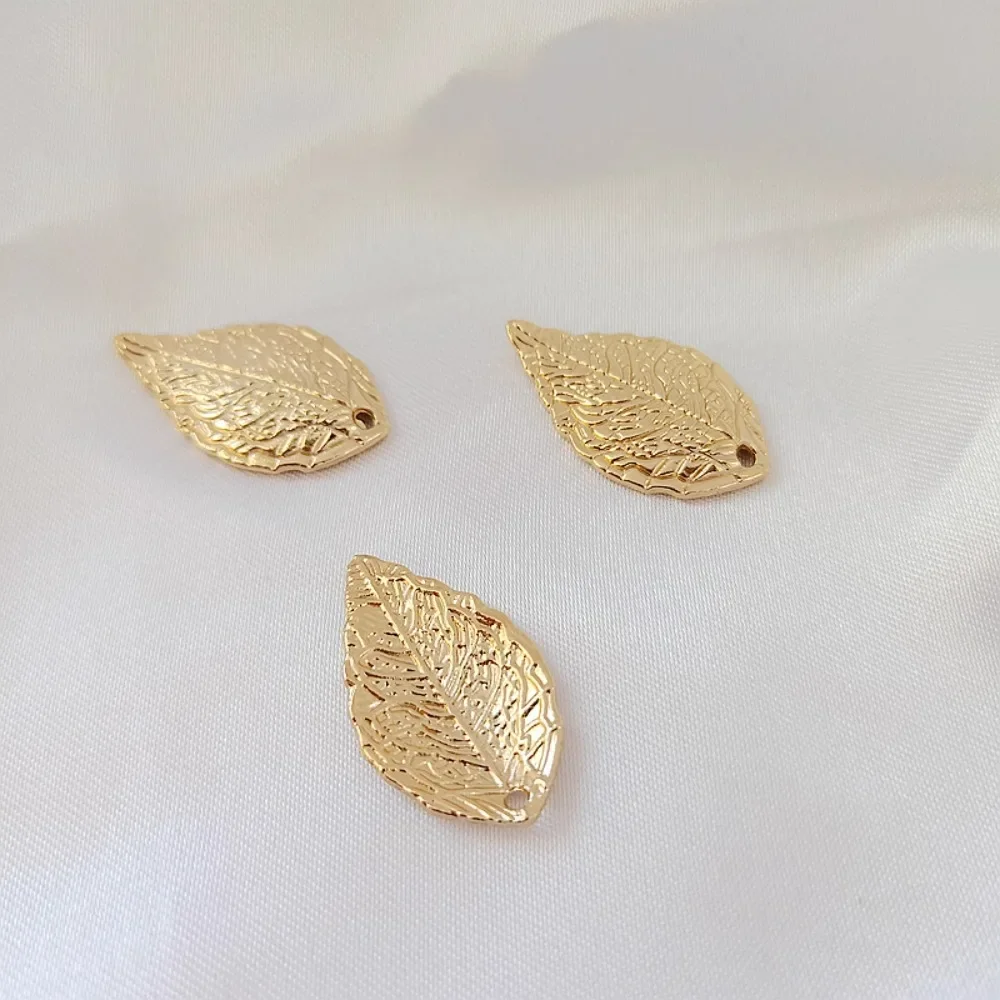 

14K Gold-plated Copper with Thick Gold Leaf Pendant, Small Pendant, Bracelet, Necklace, DIY Accessory Hanging