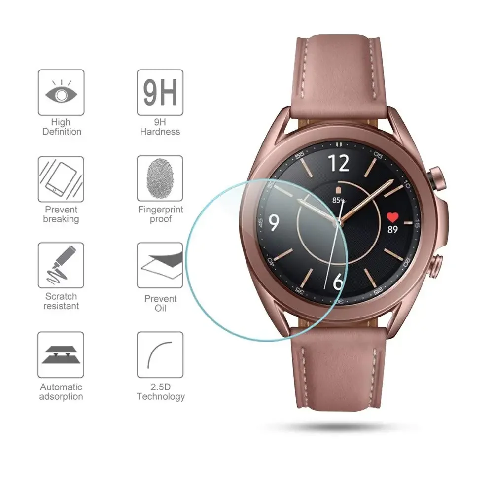 Vidrio templado para Samsung Galaxy Watch 3, Protector de pantalla clásico, antiarañazos, sin burbujas, 45mm, 41mm, paquete de 3