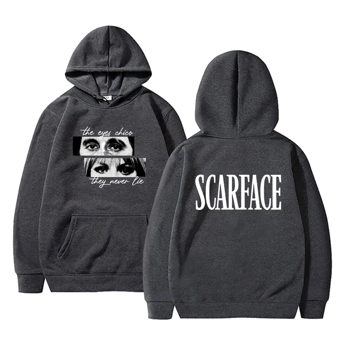 Heißer 90er-Jahre-Klassiker Gangster-Film Scarface Hoodie Tony Montana Al Pacino Sweatshirt Herren Damen Hip Hop Oversized Pullover Hoodies – Detail 3