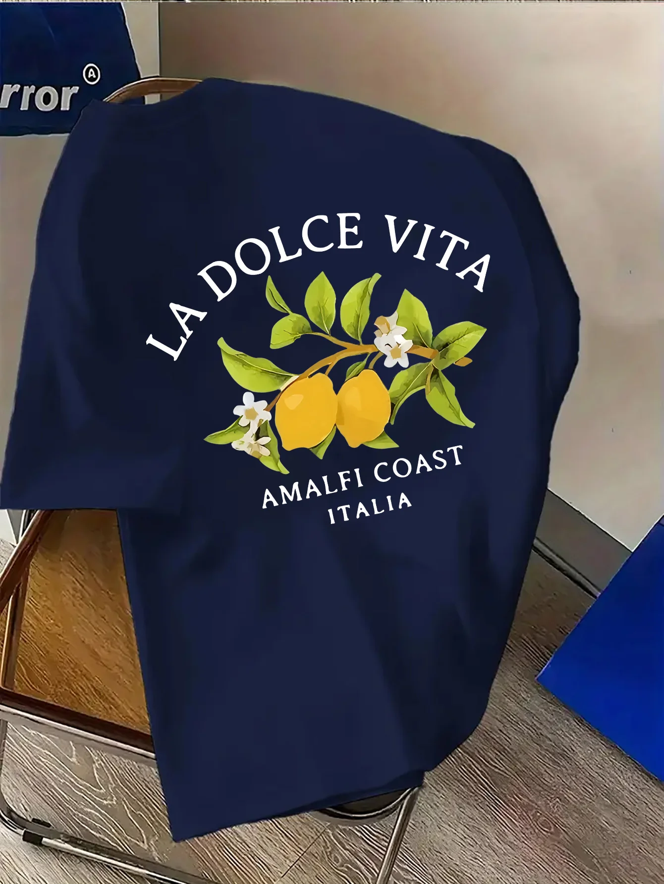 Amalfi Coast Lemon Branch Print with La Dolce Vita Text on 100 Cotton Mens T Shirt Great for Summer Vacation and Casual Outings