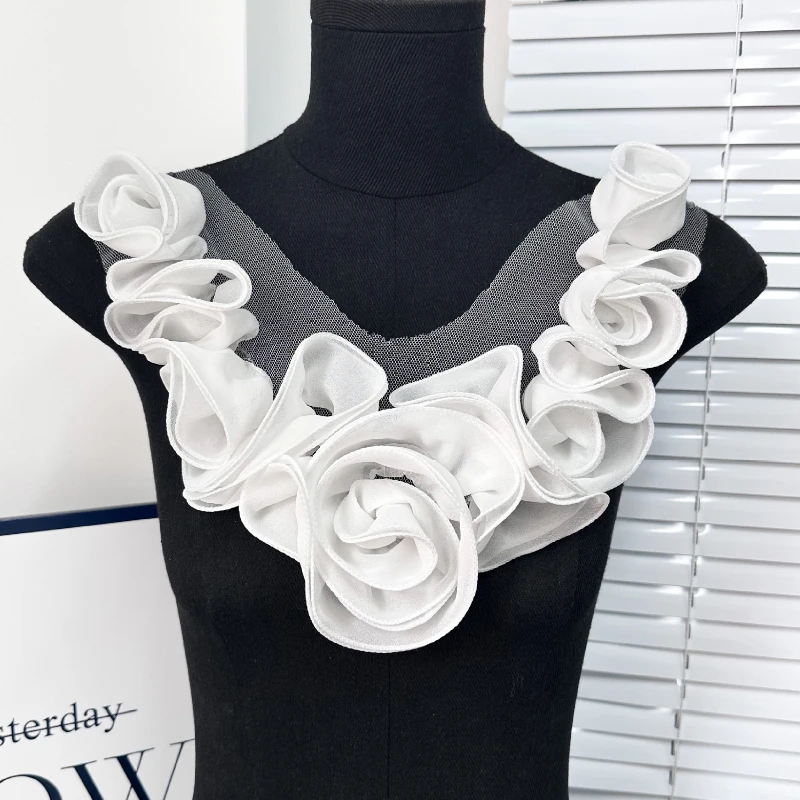 Handgefertigte, plissierte Blumenbroschen für Damen, elegante Anstecknadeln, Hochzeit, Tanzkleid, Dekoration, Kleidungszubehör – Detail 3