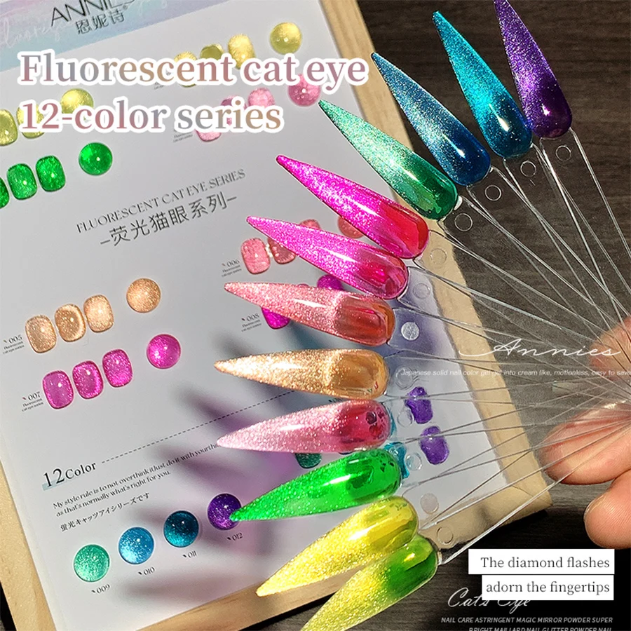 

10ml Neon Fluorescent Magnetic Cat Eye Gel Nail Polish Varnish Semi Permanent Removable Cat Eye Gel 12 Color Nails Kit