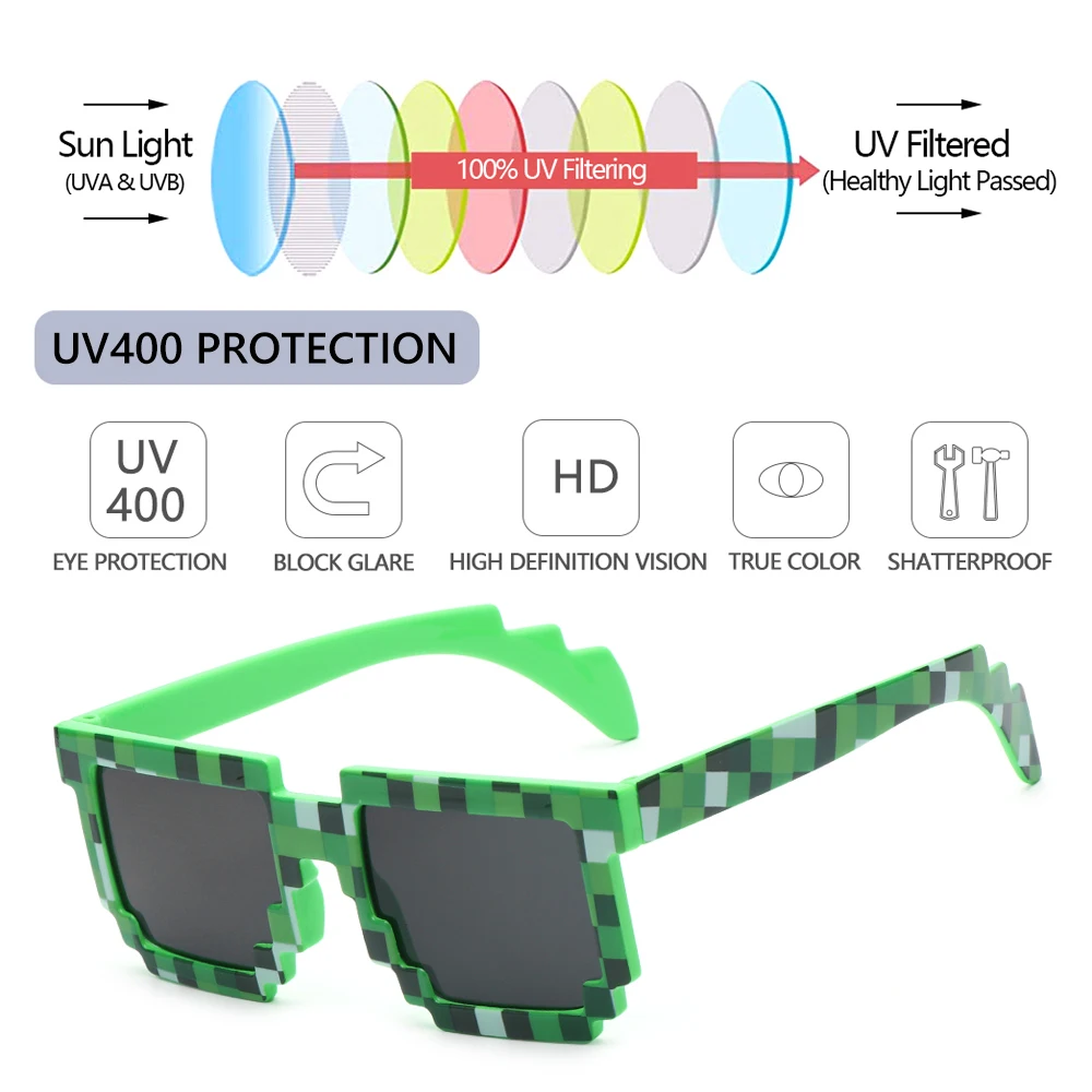 Birthday/Party Toys for Children for Kids and Adults Gamer Robot Sunglasses Favors Thug Life Sunglasses Pixel Mosaic Sunglasses