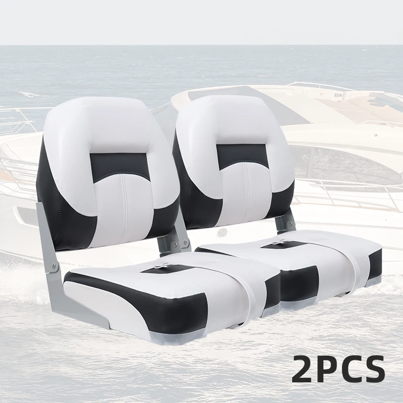 Low Back Boat Seat Waterproof Mixed Color Fold-Down Durable & Easy To Clean Boat Seat For Fishing Sightseeing Speed Canoe  2PCS