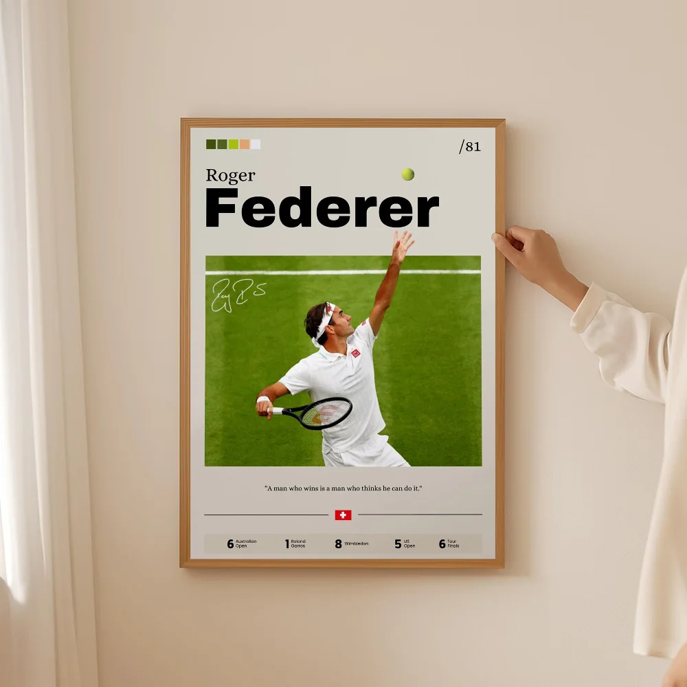 Tennis star Federer Alcaraz Poster Wall Art Print Poster Decorative Mural Modern Home Decor Birthday Gift Unframed