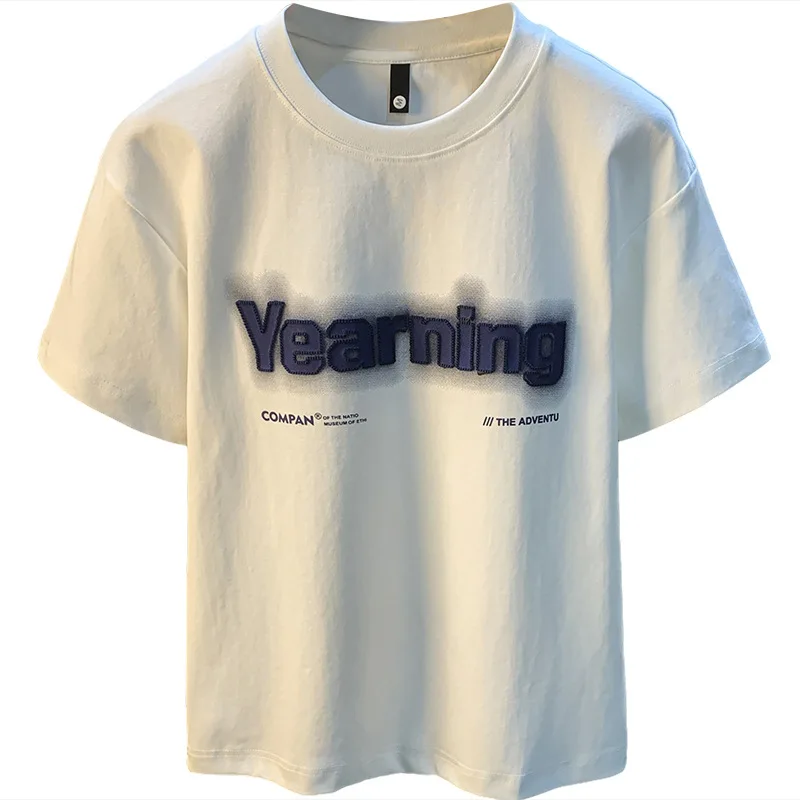 Summer Short sleeved Men's T-shirt 2025 Trendy Brand Embroidered Printed Versatile Fashion Printed Casual Top