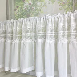 White Embroidered Short Curtains Lace Panels Chiffon Tulle Half Curtains Kitchen Cafe Small Window Decoration