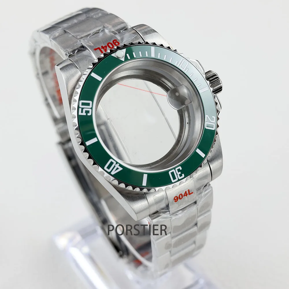 Boîtier de Montre en Verre Saphir Étanche, Bracelet Huître/Jubilee, pour Mouvement SeATM NH34 NH35/ NH36, Boîtier Sous-Marin à Cadran de 28.5mm, 40mm