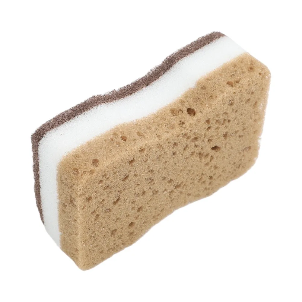 Brown For Kitchen Sponge Scrubber Two Sided for Efficient Soap Retention and Easy Rinsing 10 cm x 7 cm x 3.5 cm