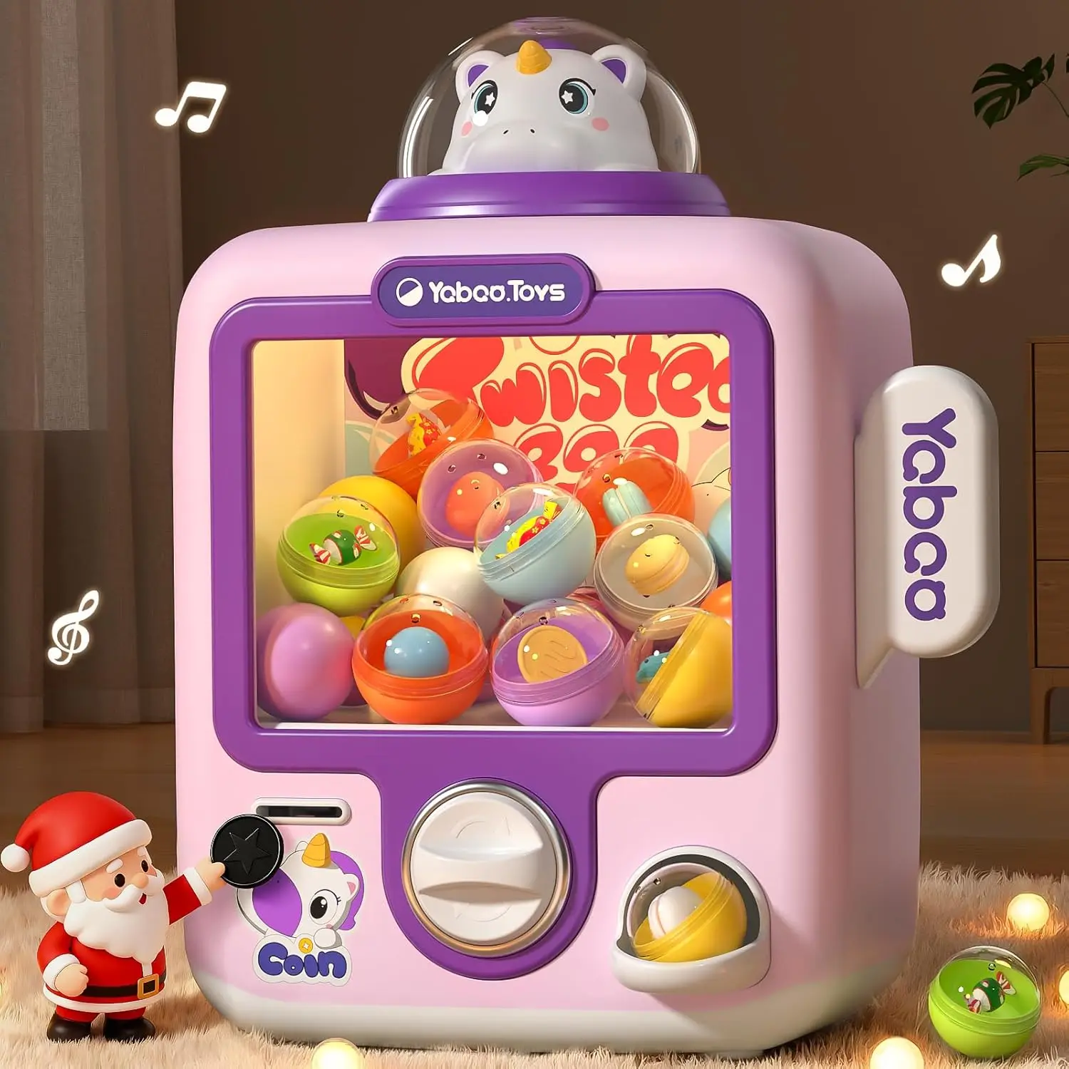 

34 Pcs Unicorn Vending Machine Toy for Girls Ages 3-8, Mini Gumball Prize Game for Parties and Gift Ideas