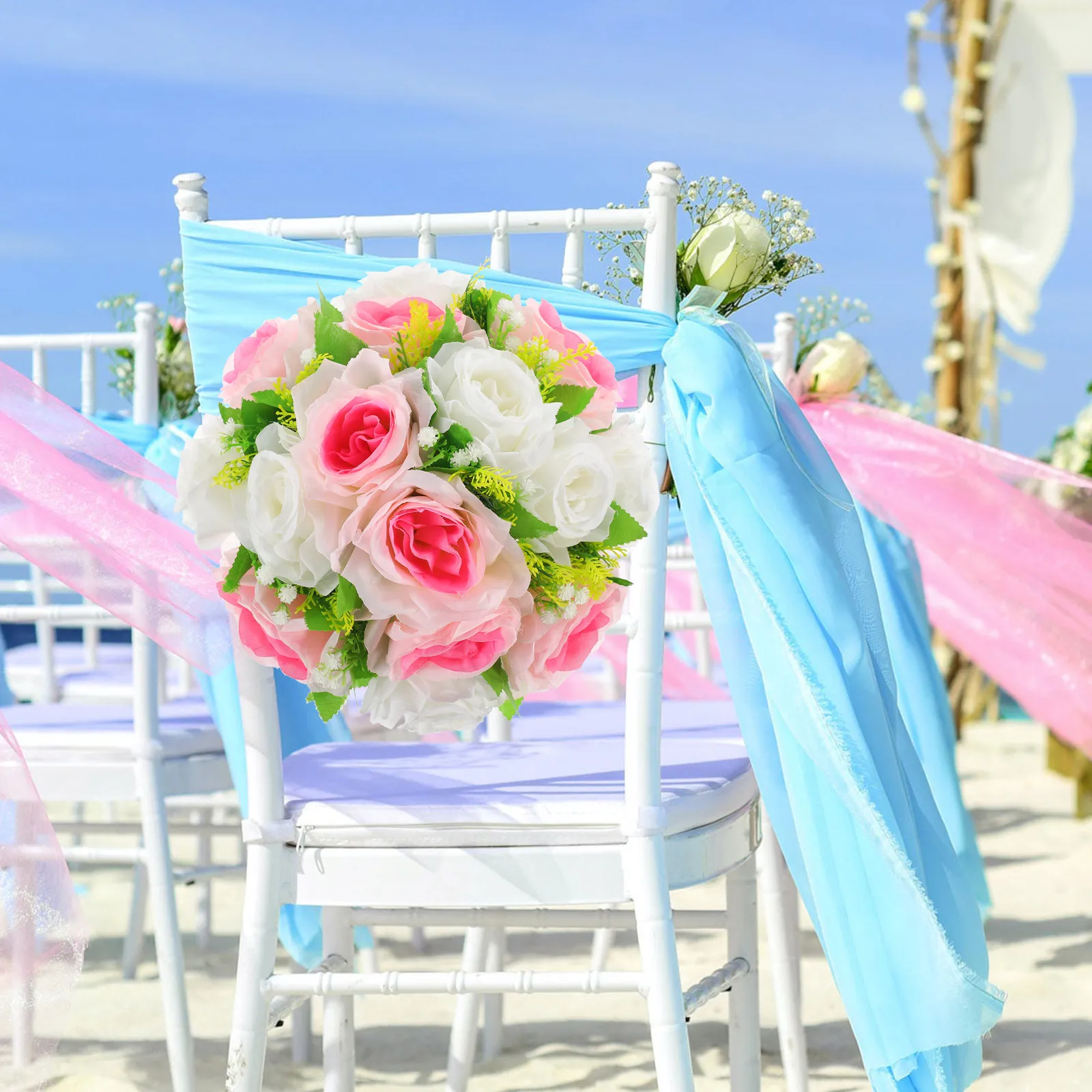 

Wedding Centerpiece Decorations Simulated Silk Ball Artificial Floral for Indoor Home Party Fake Bouquet Centerpiece
