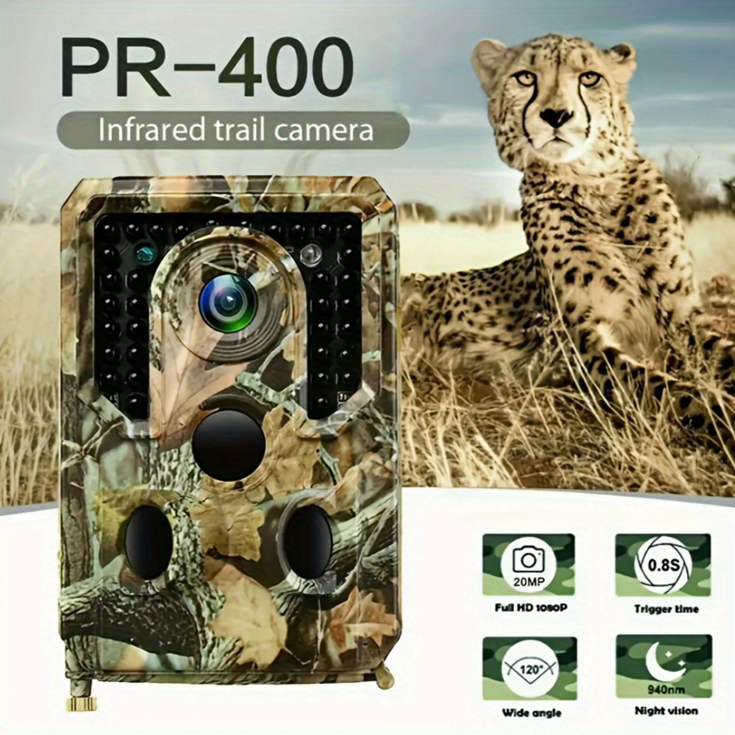 

20MP 1080P PIR Infrared Night Vision Camera, Wildlife Monitoring Waterproof Trail Camera