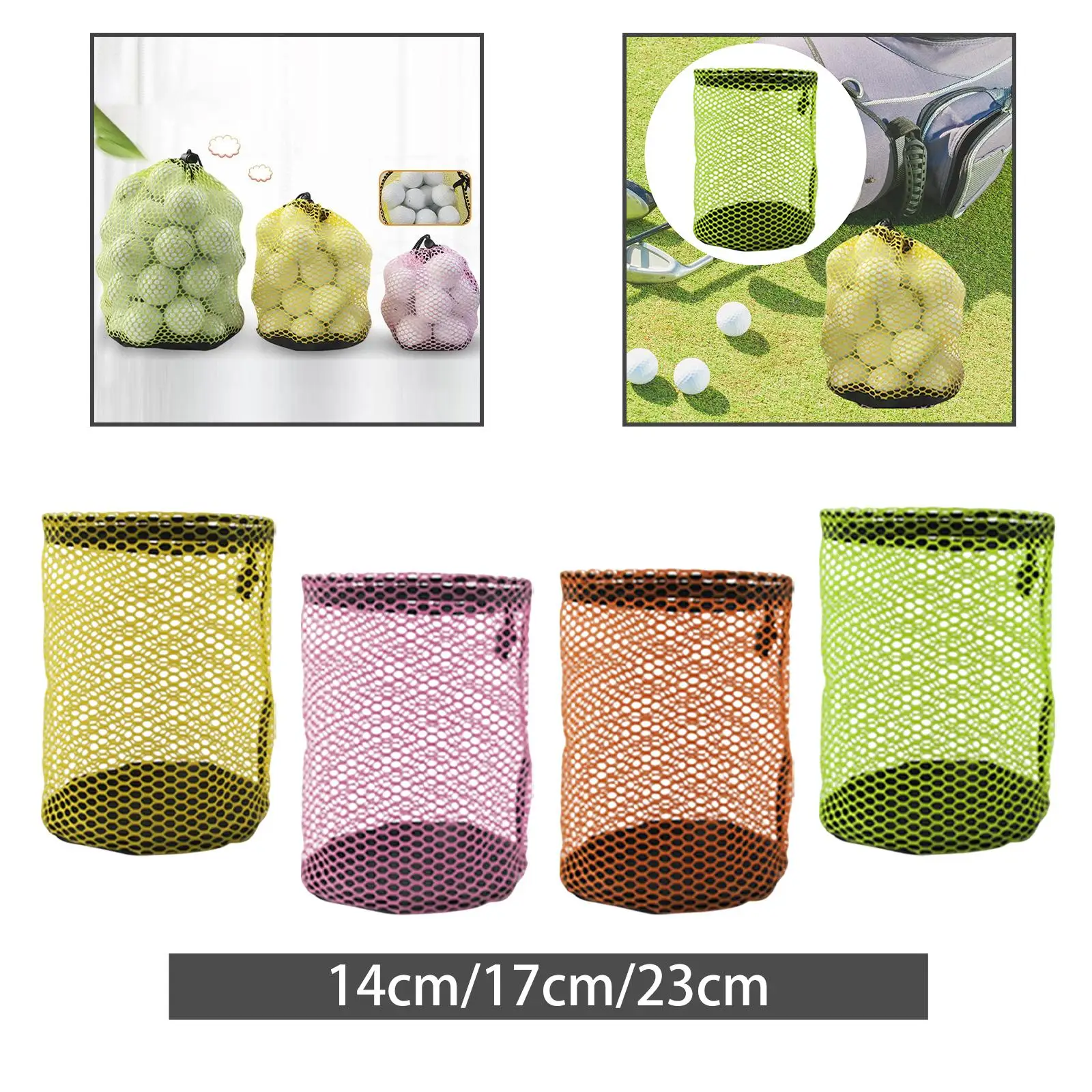 

Golf Ball Storage Pouch Multipurpose Nylon Mesh Bag with Drawstring for Golf Accessory Collection