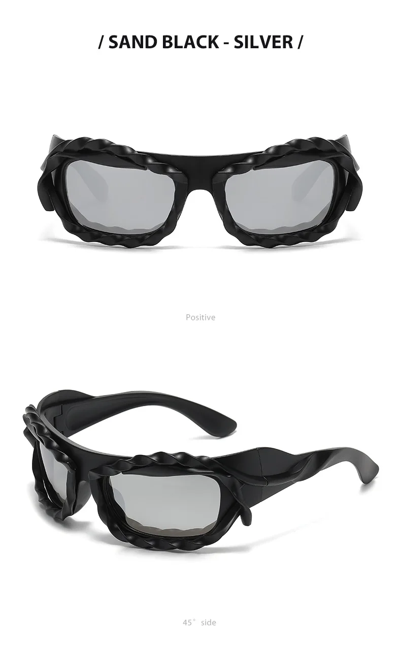 Trendige Techwear-Style Unregelmäßige Sonnenbrille, Nischendesign, Sonnenschutz & Blendschutz, Vielseitige Sonnenbrille 68192 – Detail 14