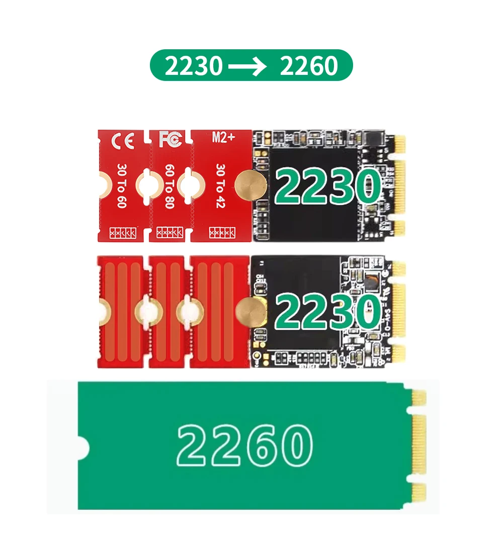 TISHRIC M2 2230 2242 2260 2280 SSD-Erweiterungsplatinen-Adapter M.2 NGFF NVME Länge verlängern Adapter Halterung Karte 5 einstellbare Längen – Detail 6