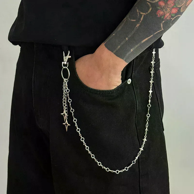 【W】HipHop Goth Creative Pendant Keychain Waist Belt Men Women Vintage Trouser Hipster Jeans Chain Jewelry